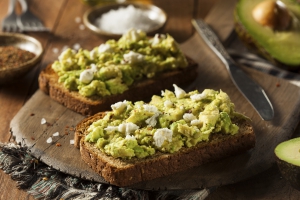 Healthy Homemade Avocado Toast with Salt and Feta